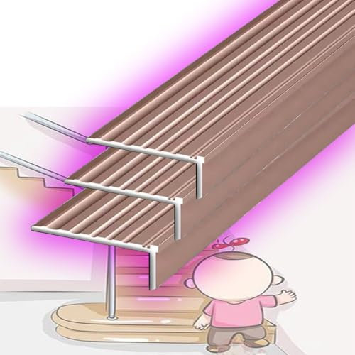 QSPNVFB Anti-Rutsch Treppenkantenprofil Aluminium Winkelprofil Stufenkantenprofil Selbstklebend Treppenprofil L-Profil Treppenkante Kantenschutzprofil(Rose Gold,3Pcs x L 90 x W 5CM)