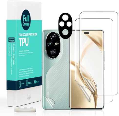 Ibywind 2 Piezas Protector para Honor 200 Pro 5G 6,78 + Protector Cámara y Trasera Fibra Carbono, Hidrogel TPU