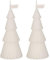 Pack of 2 White Christmas Tree Shaped Candle | Unscented Novelty Tree Christmas Candle | Decorative Twist Christmas Tree Candle - 17cm