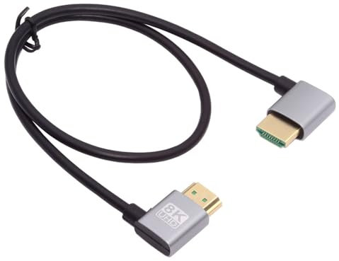 NFHK Cable HDMI 2.1 Ultra fino HDTV 8K 4K Hyper Super Flexible Slim Cable en ángulo derecho a ángulo derecho 90 grados tipo A para ordenador HDTV