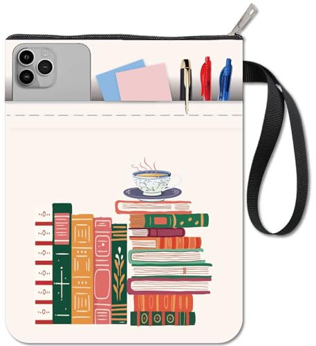 CRASPIRE Custodia per Libri con Cerniera e Tasca Anteriore Copertine per Libri da Caffè per Tascabili in Tessuto Lavabile