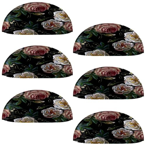 VAPOKF Lot de 6 poignées de tiroir en forme de coquillage pour chambre à coucher, commode, armoire, porte de cuisine, broderie, roses blanches et roses