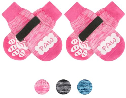BEAUTYZOO Hundesocken Anti-Rutsch, Verstellbarer Pfotenschutz für Hunde mit Klettverschluss für den Innen-und Außenbereich-Hundeschuhe Pfotenschutz Sommer Haustierpfoten Schutz Traktion Kontrolle