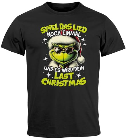 MoonWorks® Herren T-Shirt Weihnachten Spiel das Lied Weihnachtsshirt Grinch Weihnachtsoutfit Männer Schwarz 3XL