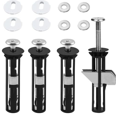 4 Pezzi Fissaggio per Sedili WC, 4 Viti in Acciaio Fissaggio Vite per Sedile WC, Viti Fissaggio WC con Rondelle, Cerniere Copriwater con 8 Rondelle, Design Universale