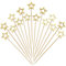 50 picos de cóctel de estrella de oro grande, palillos de bambú de 5,5 pulgadas de largo para entrantes, decorativos Navidad Año Nuevo, fiesta, comida, bebidas, adornos, palillos de frutas (estrella)