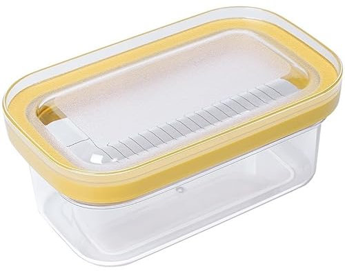 Dewocke Caja de Mantequilla con Tapa, Transparente Mantequillera, Cortador de Mantequilla con Red de Corte de Acero Inoxidable, Recipiente de Almacenamiento de Mantequilla para Nevera