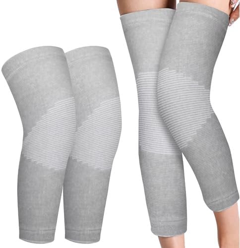 CIATBYYJ 1 Pair Bamboo Knee Sleeves for Women Men Knee Pain, Elastic Compression Knee Brace, Thicken Thermal Leg Sleeves for Ski Cycling Dance Running