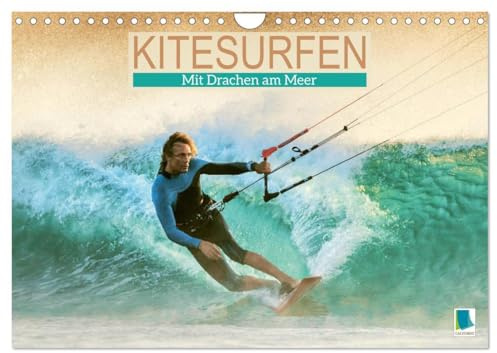 Kitesurfen: Mit Drachen am Meer (Wandkalender 2026 DIN A4 quer), CALVENDO Monatskalender: Mit dem Kiteboard surfen: Auf den Wellen fliegen (CALVENDO Sport)