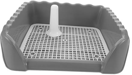 Kisangel Bac à Litière pour Chiot avec Colonne en Plastique et Grille Anti-Pattes, Toilettes Intérieures pour Chien, Facile à Nettoyer, pour Balcon et Maison Plusieurs Styles