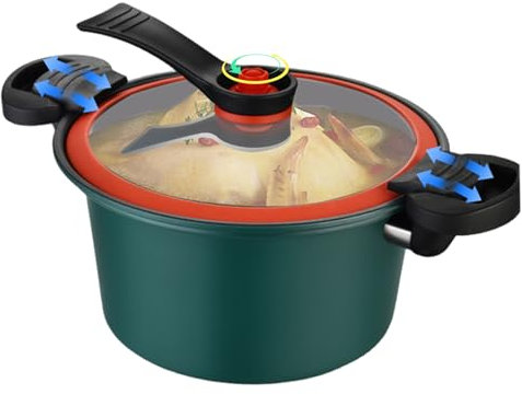Mini autocuiseur à pression, casserade de pression de chauffage rapide de 3,5 L avec poignées de verrouillage, Stockpot antiadhésif avec couvercle transparent pour le gaz, induction, poêles électriqu