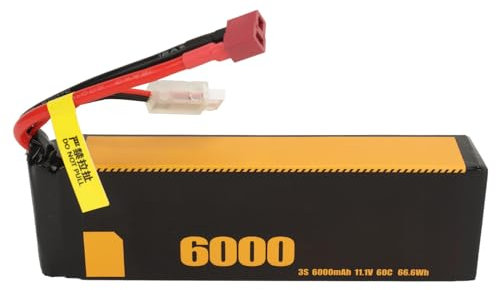 3S Lipo Battery 60C 11.1V 6000mah High Performance Impact Resistant Long Life RC Car Battery for FS 1/10 1/8 Models Li ion 155x46.5x27mm (T Plug)