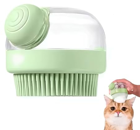 ZEXI Spazzola Per Lavare i Cani e i Gatti a Casa, Spazzola Shampoo per il Bagno in Silicone Morbido, Accessorio per Massaggio e Cura di Animali Domestici, Cani Pelo Lungo e Cani Pelo Corto (1, Verde)