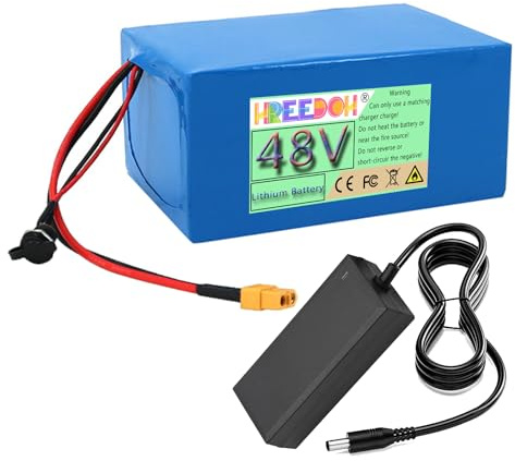 FREEDOH 48 Volt Lithium-Ionen-Akku 5AH 7,5AH 10AH 12,5AH 15AH 17,5AH 20AH Lithium-Akkupack für 0-1000W Motor mit Ladegerät,48v5ah