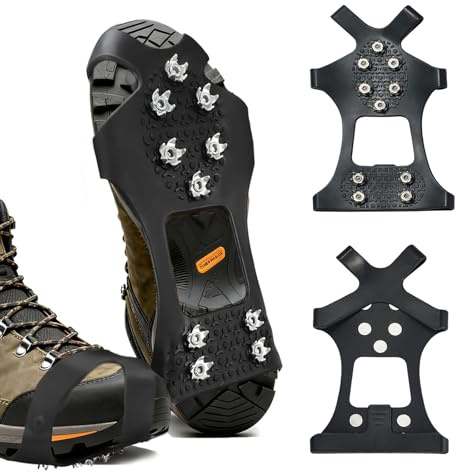 ZMZaoan Crampons antidérapants Hiver randonnée, Neige Sable Boue | TPE flexible -30°C, montage express 3 étapes, chaussures trail bottes alpinisme, randonnée pêche glace