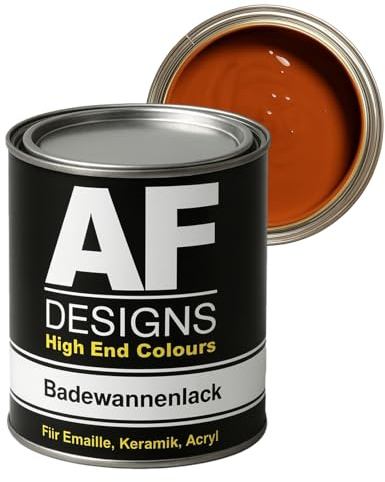 Alex Flittner Designs Badewannenlack in Orangebraun RAL8023 hochglänzend | Hochwertiger 2K Badewannenlack mit Härter - Extrem strapazierfähiger Emaille - Lack für Badewannen, Duschen, Waschbecken und