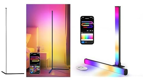 LuminexDesigns RGB Beleuchtungs-Set – Stehlampe & 40 cm Light Bar mit APP & Alexa