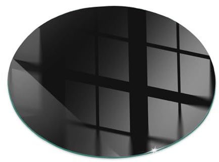 Kaminofen Glasplatte ⌀ 100 cm Funken- und Kratzfest Rund Bodenplatte Kaminglas für Kamin Funkenschutzplatte Gehärtetem Glas Ofenglas Kaminplatte - Farbe: Schwarz