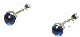 Art Gecko Runde Ohrstecker aus 925er Sterlingsilber mit blauem Kyanit – 4 mm