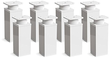 Sossai Möbelfüße MFV1, 8er Set, Höhe 60 mm, höhenverstellbar, Vierkantprofil 40 x 40 mm, weiß, passend für Regale und Sideboards
