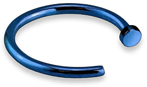 viva-adorno® 0,8mm Nasenring Nasenpiercing Piercing Hoop Ring Chirurgenstahl 316L Z504, blau