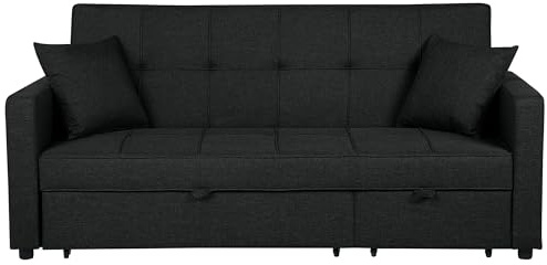 Schlafsofa Sofa mit Schlaffunktion Gästebett Polstersofa schwarz Glomma