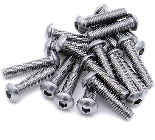 M2.5 (2.5mm x 20mm) Hex Socket Button Machine Screw (Bolt) - Stainless Steel (A2) (Pack of 20)
