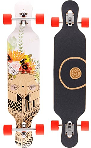 BTFL Drop-Through Longboard Chloe Skateboard für Mädchen, Komplett-Board mit ABEC 9 Kugellager, Cruiser für Anfänger und Fortgeschrittene