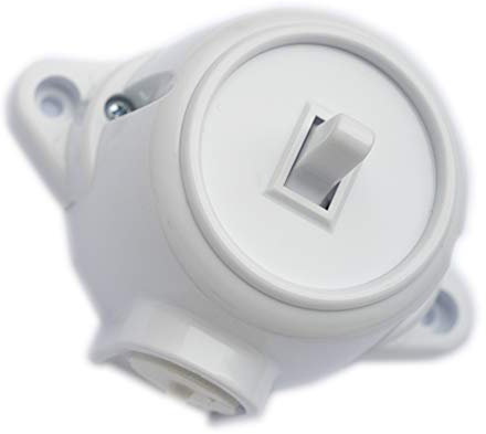 Deviator – Interruttore da parete girevole / commutatore Schema 6, 10 A/250 V, IP20 bianco, effetto bachelite anticato