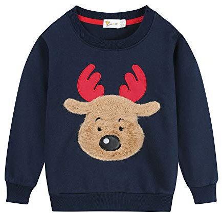 Little Hand Jungen Pullover Sweatshirt Kinder Warme Weihnachtspullover Weihnachtsmann Puli 2-7 Jahre (110, Regulär-dunkelblau)