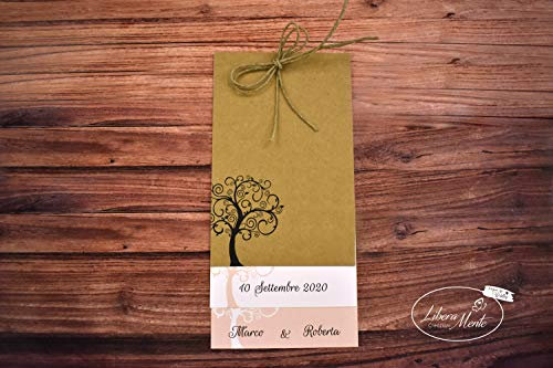 PARTECIPAZIONE NOZZE KRAFT ALBERO VITA invito matrimonio personalizzato - 10 pezzi