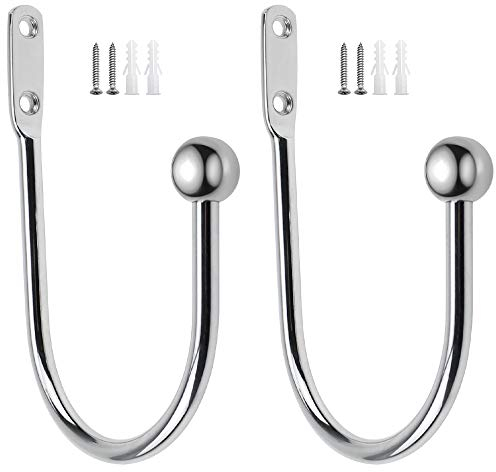 DXLing 2 Stück Raffhalter Metall Chrom Gardinenhalter Raffhalter Wandbefestigung U-Form Raffbügel für Vorhänge Vorhang Holdbacks Tieback Hooks Dekorativer Raffhalter für Gardinen Haus Dekoration