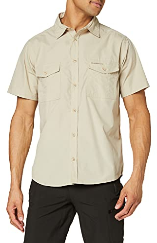 Craghoppers Mens Kiwi Short Sleeve Hiking Shirt, Oatmeal, M EU