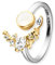 Engelsrufer Damen Ring Bicolor Gold und Silber mit Mondstein aus Sterling Silber - besetzt mit 7 Zirkonia Steinen - größenverstellbar - nickelfrei
