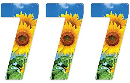 Pack of 3 Sunflower Wheelie Bin Numbers - 7 ideal for Home, Office, Classroom Decoration, Out Door Wheelie Bins, Dustbin V1097 Packwith®