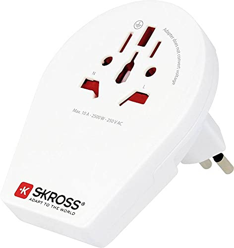 SKROSS | 1.500271 | World to Italy Brasil CH | Adattatore Internazionale da Viaggio da Mondo a Italia, Svizzera, Brasile - Tensione e Potenza: 100V – 1000W / 250V – 2500W - Protezione Anti Scossa