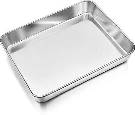 Homikit Deep Oven Tray Cake Tin, Stainless Steel Baking Sheet Pan for Cake/Lasagne/Flapjack/Bread, Healthy Rectangle Traybake Tin, 31.5x24.8x5cm, Brushed Finished & Dishwasher Safe