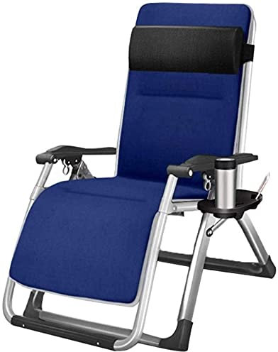 DFANCE Klappbarer Schwerelosigkeitsstuhl, gepolsterter Patio-Loungesessel mit Einer Kapazität von 150 kg, übergroßer Liegestuhl, Gartenstuhl mit Getränkehalter, Kopfstütze, für den Außenbereich, Ca