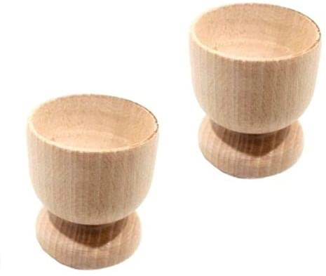 ZV Coppia di Porta Uovo alla Coque in Legno Naturale Set 2 Pezzi