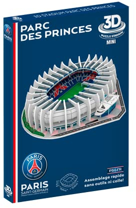 Megableu Mini-Puzzle 3D Princes PSG – Modell Stade Paris Saint-Germain – 3D-Puzzle für Kinder ab 7 Jahren – 52 Teile ohne Klebstoff – Format zum Zusammenbauen 17,5 x 15,6 x 3,7 cm