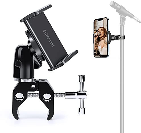 elitehood 360 Swivel Tilt Phone Holder and Mount, Adjustable for Music Boom Mic and All iPhone, Android Cell Phone