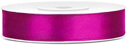 Libetui 25 Meter Satinband Fuchsia 12mm Schleifenband Geschenkband Fuchsie Dekoband Hochzeitsdeko Band Stoffband dunkelpinke Schleife
