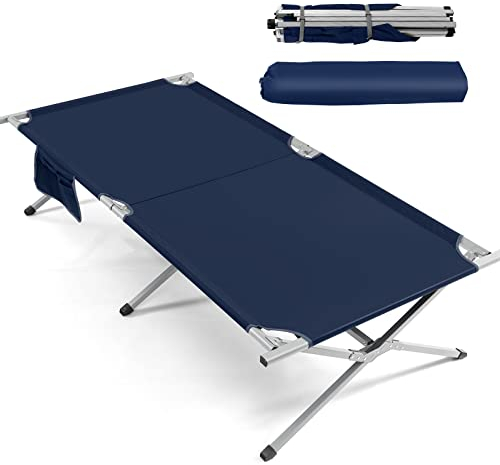GYMAX Klappbares Campingbett 214,5 x 106 x 49,5 cm, Feldbett mit Tragetasche & X-förmiger Metallrahmen, Gästebett Klappbett für Büro, Krankenhaus & Strand