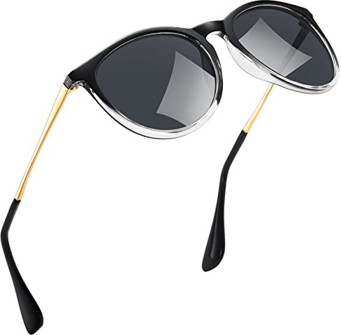 kunchu Sonnenbrille-Damen-Polarisierte-Sonnenbrille-Rund-UV400-im-Retro-Sonnenbrille-für-Damen & Herren Schutz Vintage