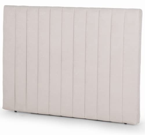 Budwing Florance Polster-Kopfteil 140/160 cm mit vertikaler Steppung – Für Betten von 90 bis 160 cm – Weicher Stoff bis zum Boden – 140x120 cm – Beige