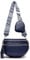 KUNKUN Banane Femme Bleu 5cm Large Sangle Sac à Bandoulière pour femme Petit Sac Banane en Cuir Végétalien sac Bandoulieres avec Porte Monnaie Amovible Sac de Poitrine Mode