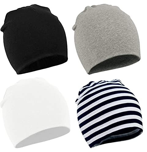 Durio Baby Mütze Jungen Mädchen Unisex Babymütze Kleinkind Wendemütze Jersey Slouch Beanie Mütze Infant Hut 4er Pack Farbmischung C 0-12 Monate
