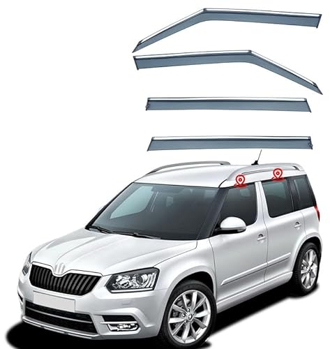 Regenabweiser Windabweiser für Skoda YETI 2009-2017,Anklebbare Deflektoren 4 Stück