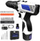 Cordless Drill 12V, Handheld Electric Driver Screwdriver with 2X 1300mAh Li-ion Batteries, 18+1 Torque Setting, 2 Variable Speeds, 45Nm Torque, for Home DIY and Drilling