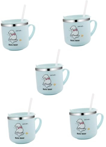 VILLCASE 5st Schnabeltasse Kalte Trinkflasche Isolierte Kinderbecher Trinklernbecher Kinderbecher Aus Edelstahl Milchbecher Mit Strohhalm Trinkhalme Rostfreier Stahl Metall Handhaben Baby